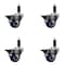 Service Caster 3'' Blue Poly Swivel 1-1/8'' Expanding Stem Caster Set with Brake, 4PK SCC-EX20S314-PPUB-BLUE-PLB-118-4 - alternate 1